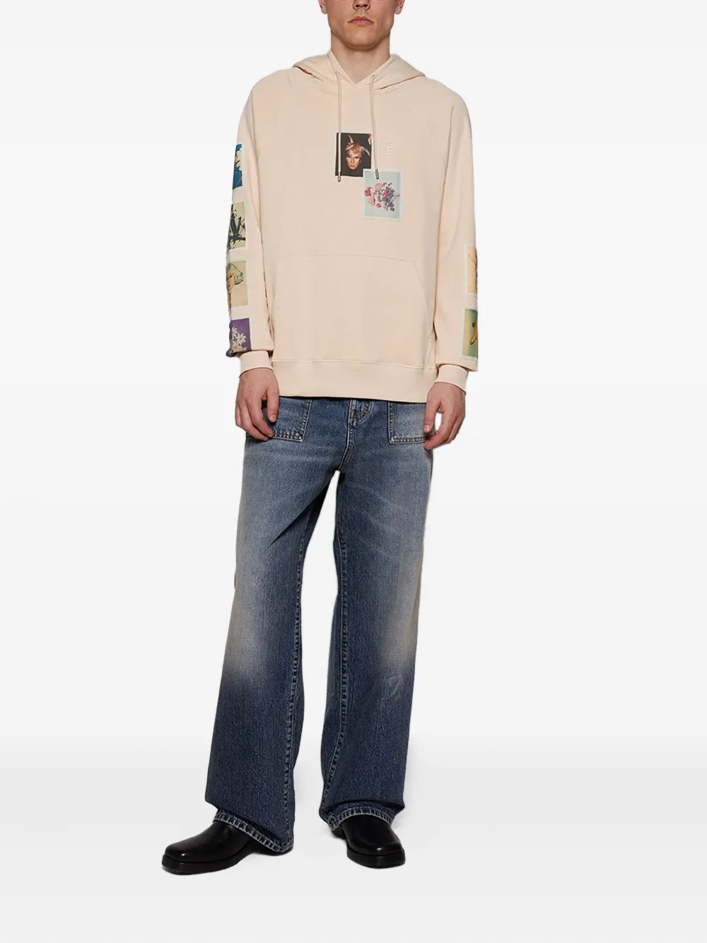 Études Studio Sweater met capuchon met grafische print Beige