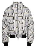 RRR123 abstract-pattern print jacket - White