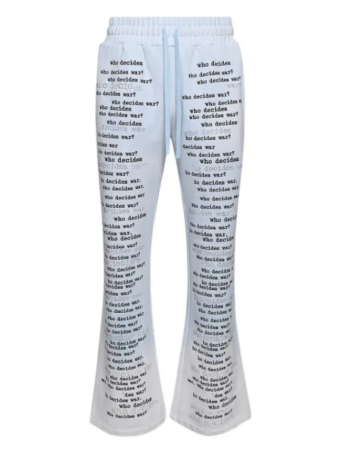 Who Decides War pantalones acampanados con texto estampado