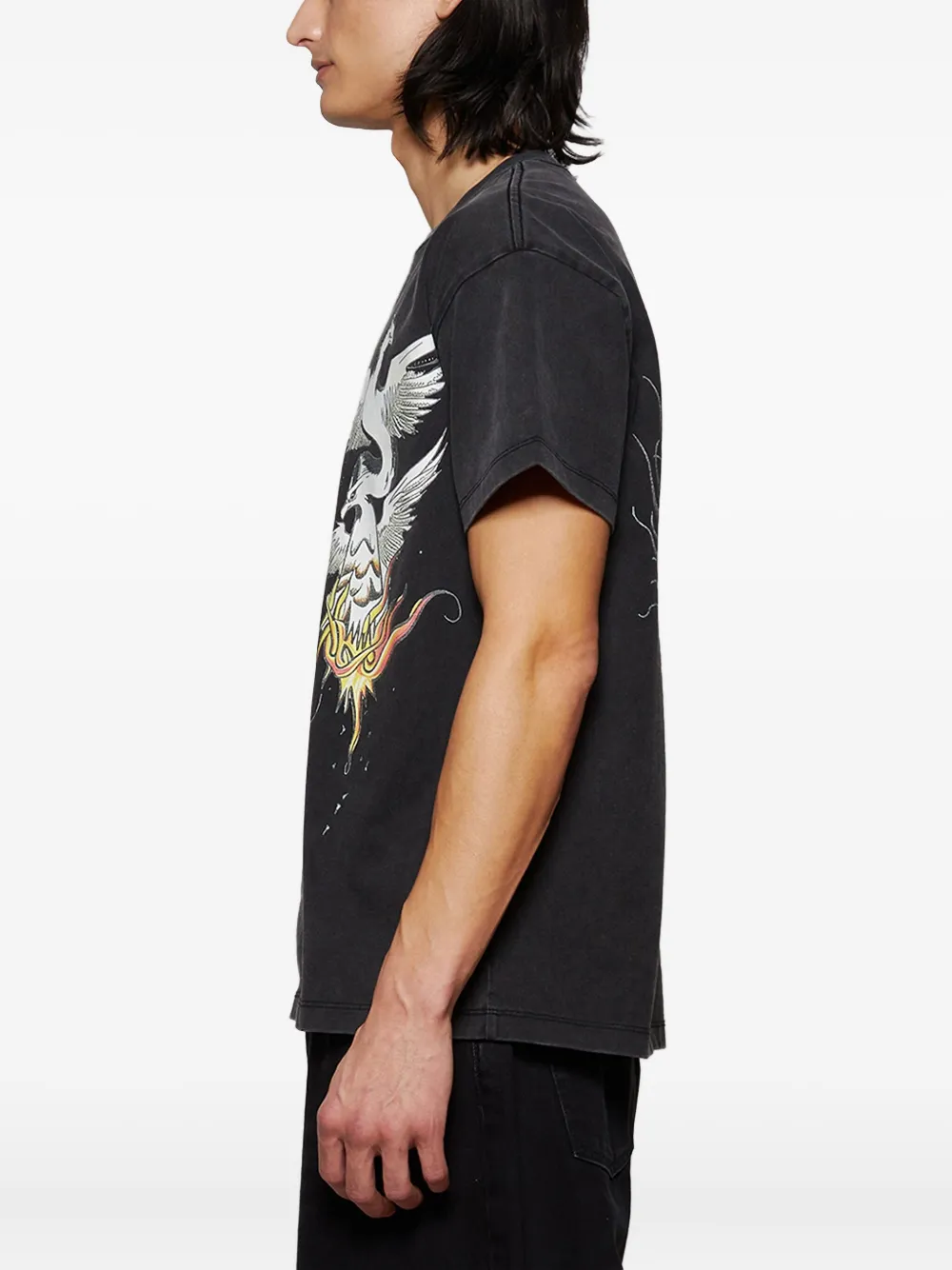 Who Decides War Nefarious T-shirt met print Zwart