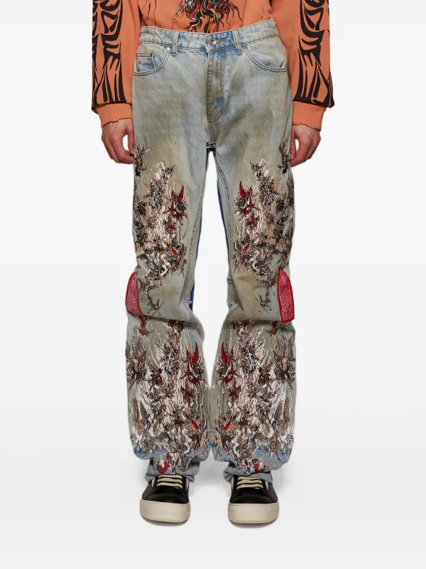 【関税込み】Who Decides War ブルー Chaos ジーンズ Who Decides War Chaos Jeans | Blue | FARFETCH