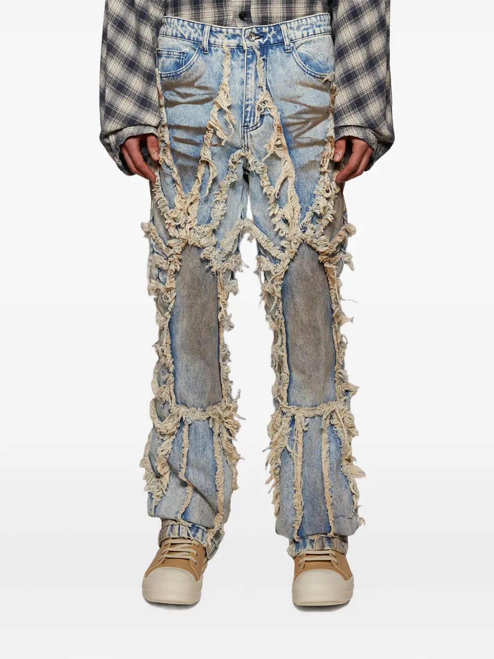 Who Decides War Gerafelde jeans met gerafelde rand Blauw