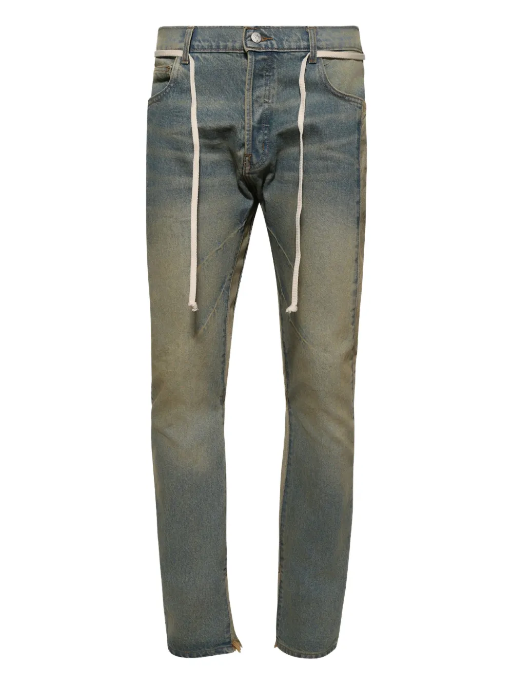 RRR123 distressed drawstring jeans - Blu