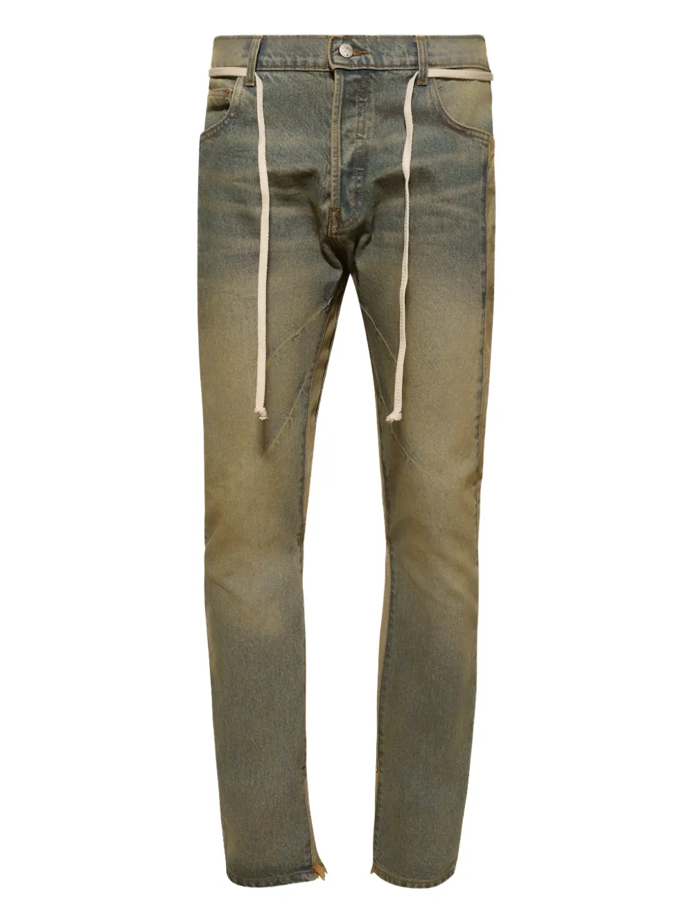 distressed drawstring jeans