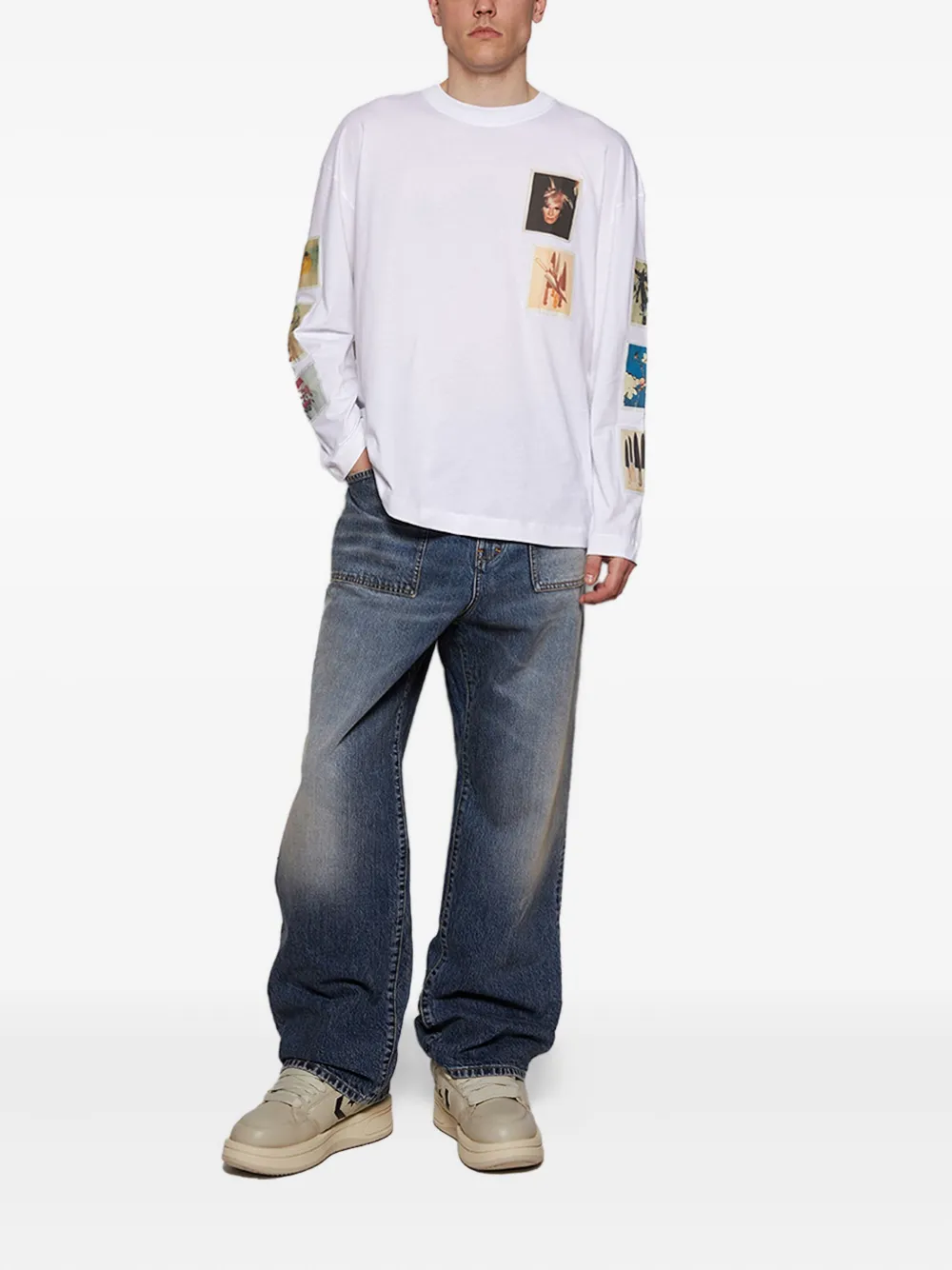 Études Studio T-shirt met fotoprint en lange mouwen - Wit