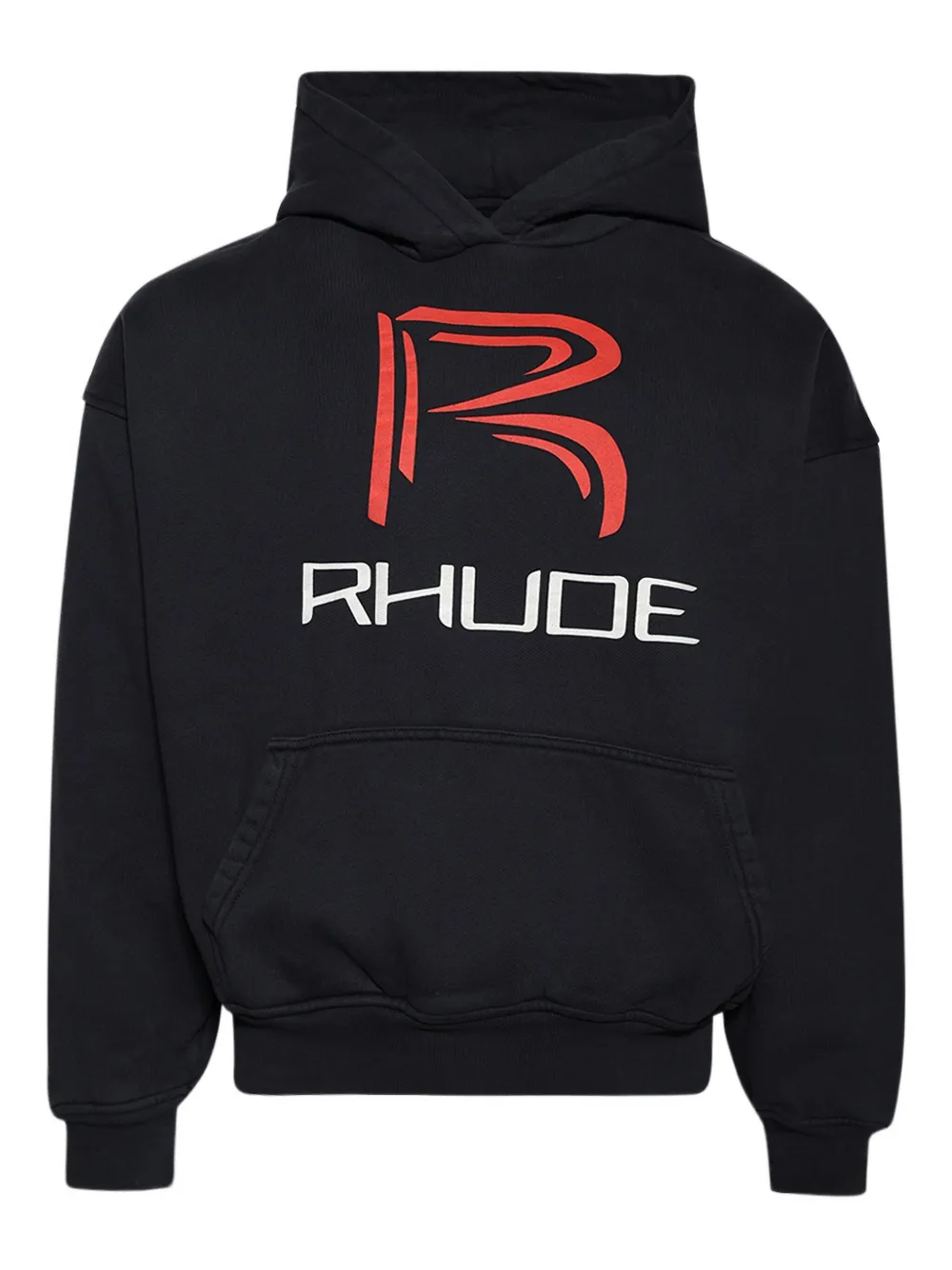 RHUDE logo-print hoodie Zwart