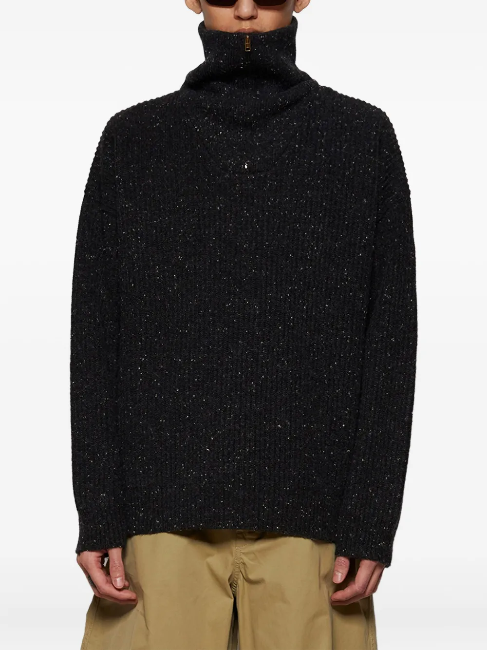 Maison Margiela Gebreide trui met rits en textuur Grijs