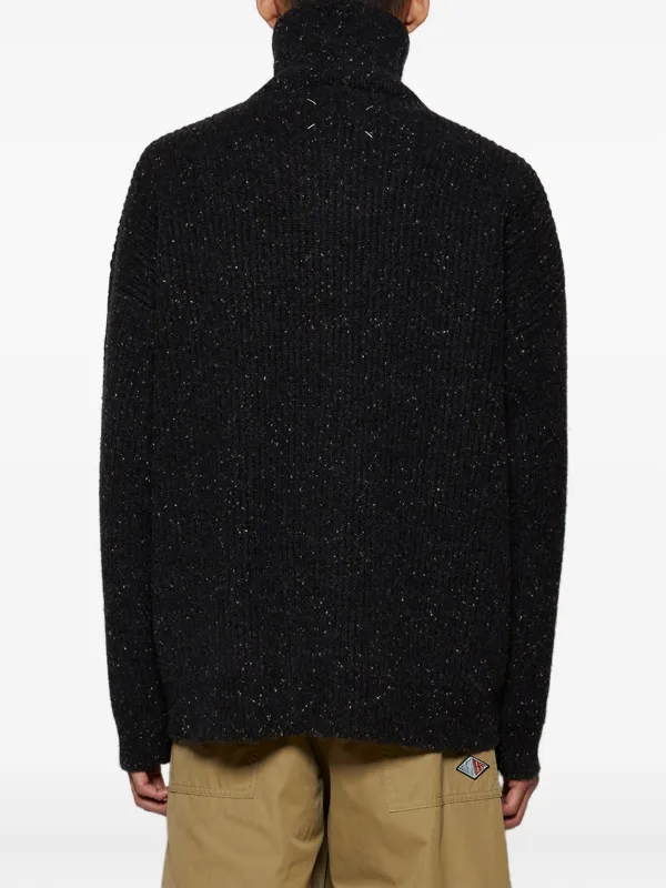 Maison Margiela zip-neck Textured Knit Sweater | Grey | FARFETCH