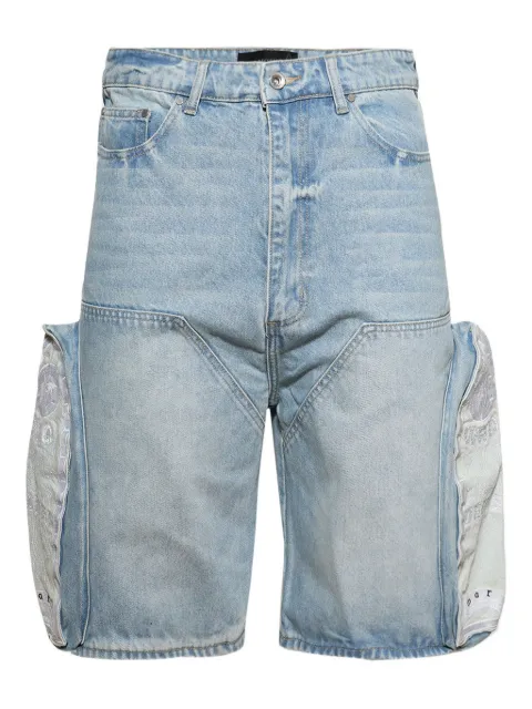 Who Decides War patchwork denim shorts