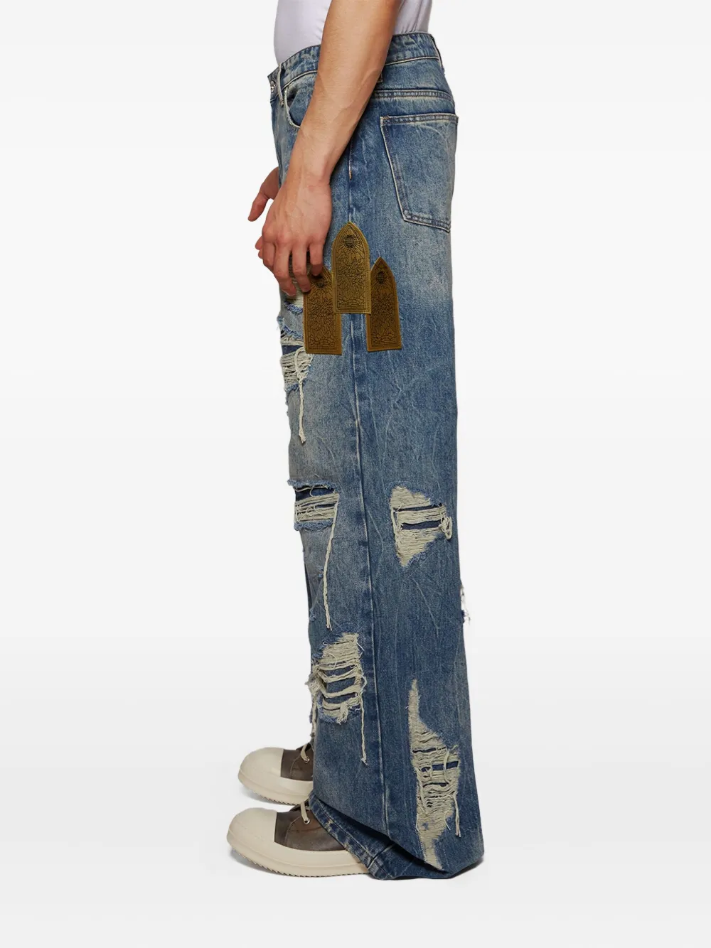 Who Decides War Jeans met patch Blauw