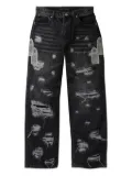 Who Decides War distressed wide-leg jeans - Grey