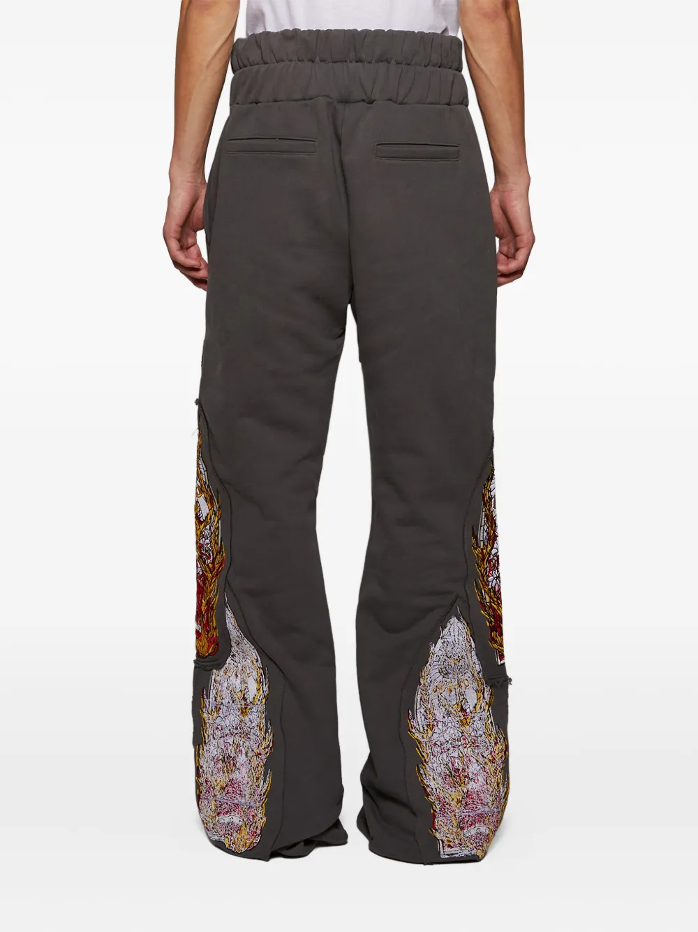 Who Decides War Gray Triple Flame Glass Sweatpants