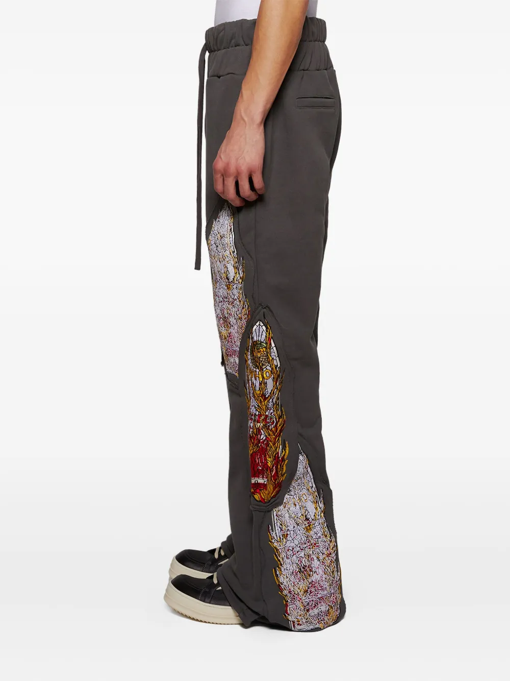 Who Decides War Gray Triple Flame Glass Sweatpants