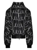 RRR123 abstract-pattern print jacket - Black