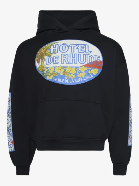 RHUDE logo-print cotton hoodie