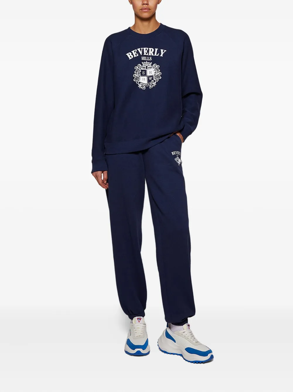 Sporty & Rich Beverly Hills sweater met ronde hals en wapenschild Blauw