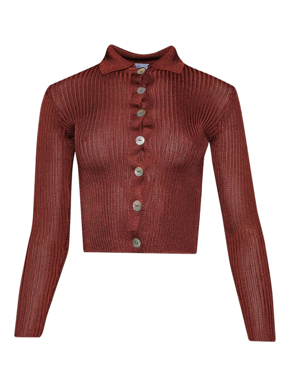 Calle Del Mar ribbed-knit button-up cardigan | Brown | Image 1