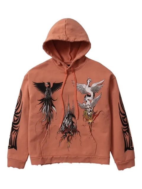 Who Decides War Nefarious bird-print hoodie