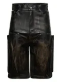 Who Decides War embroidered leather shorts - Black