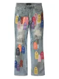 Who Decides War Patch Arched Repaired jeans - Blue