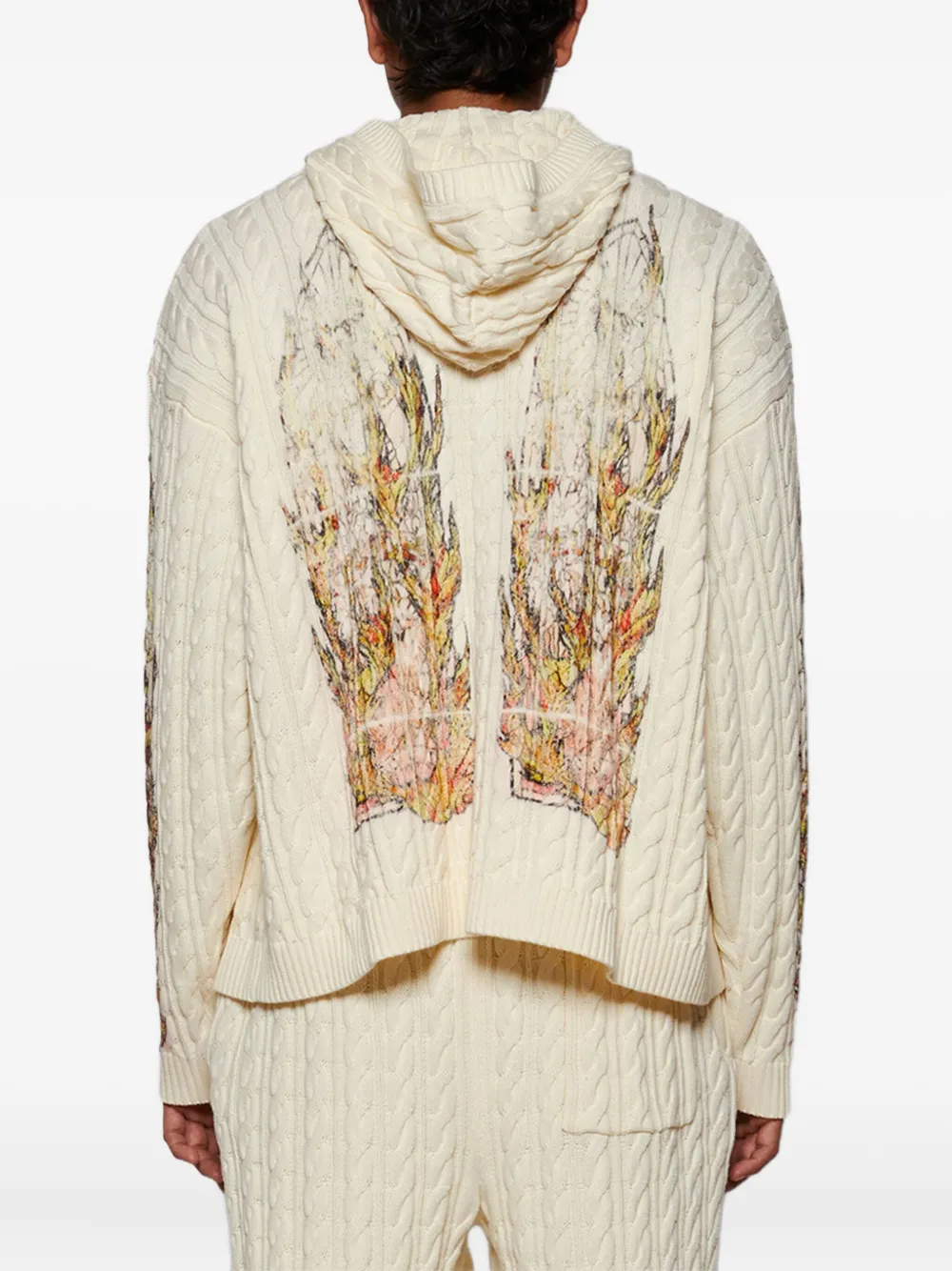 Who Decides War Flame kabelgebreide hoodie Beige
