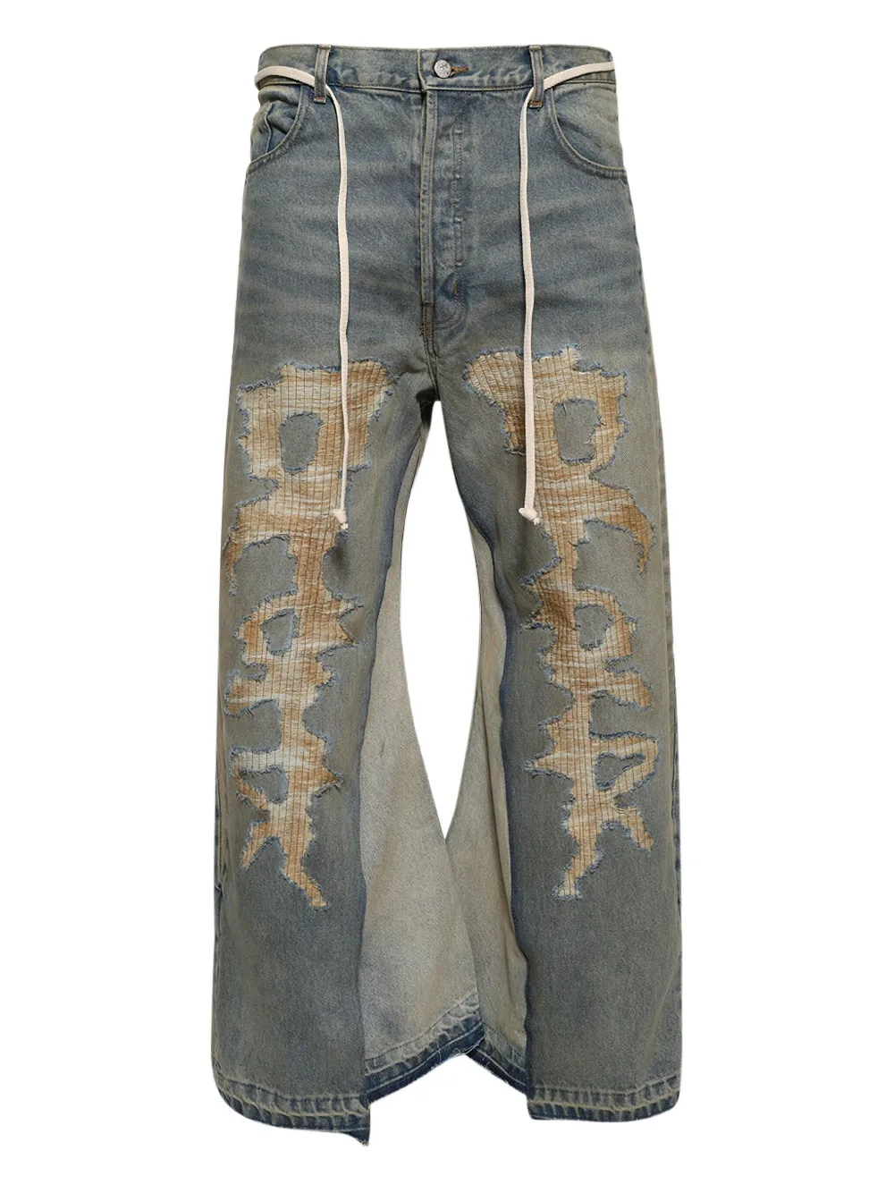 layered wide-leg jeans