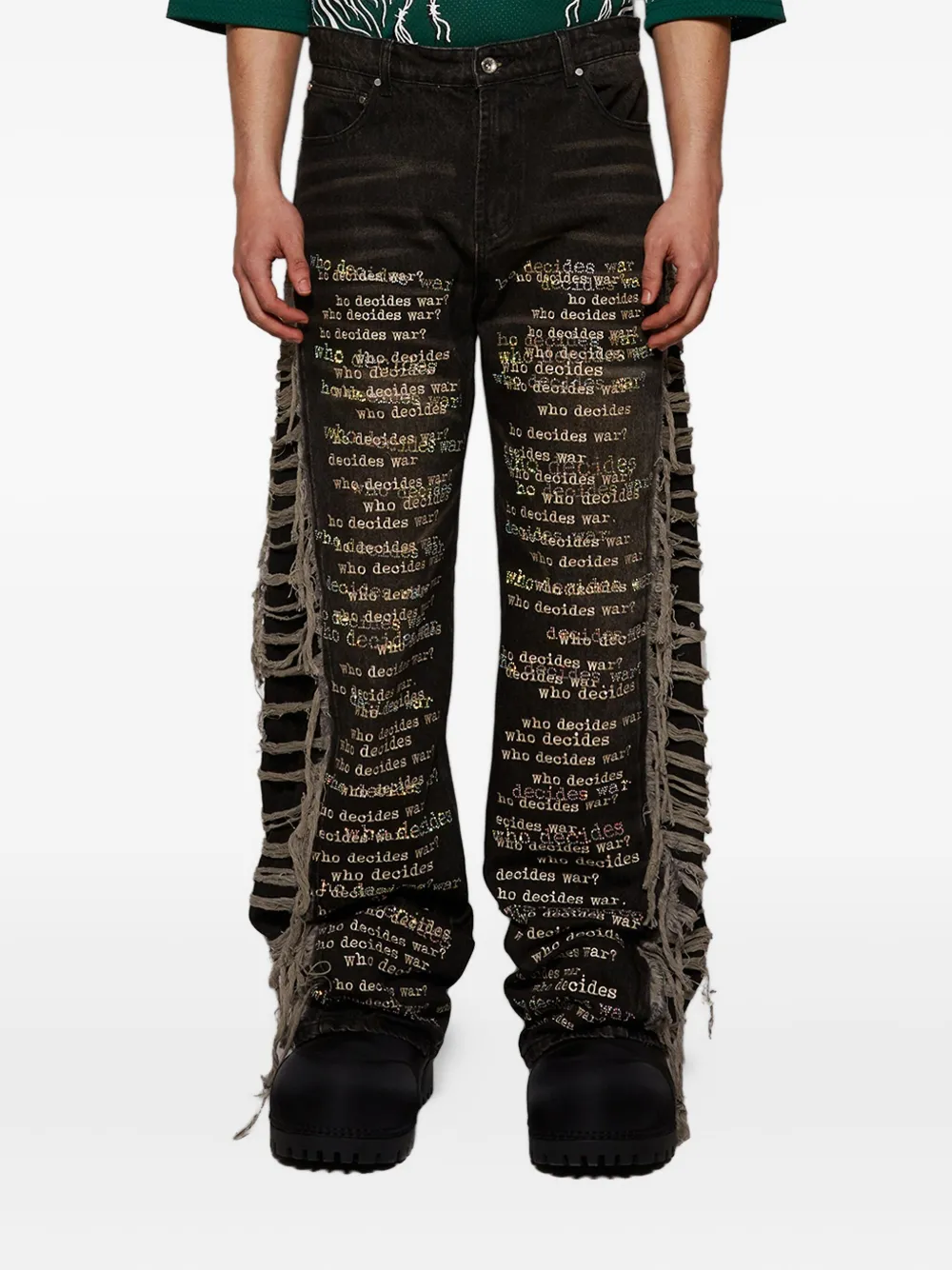 Who Decides War Jeans met franje detail Beige