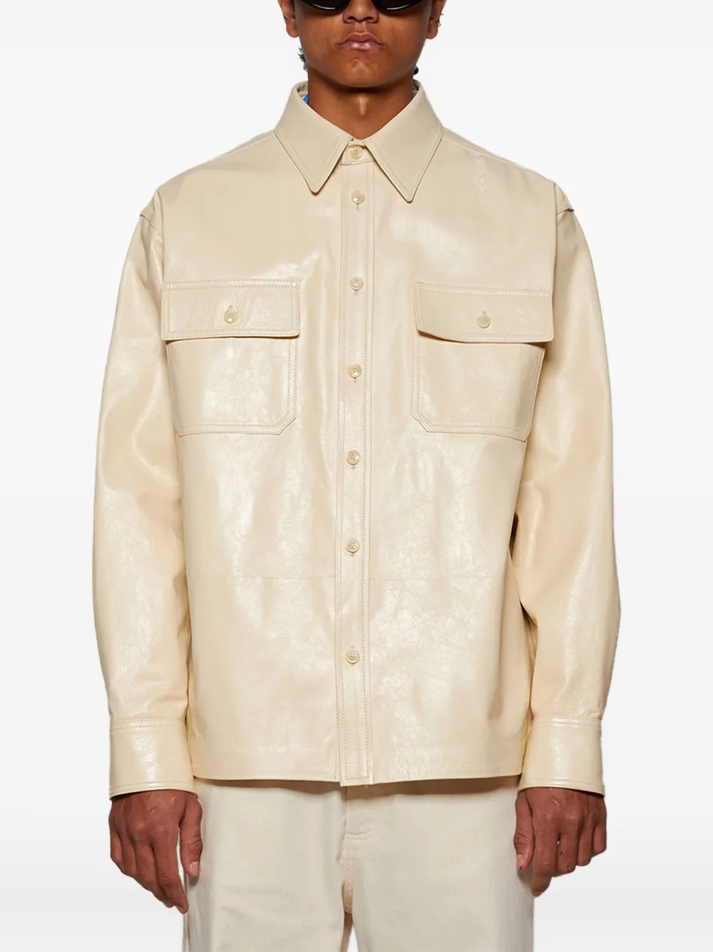 Marni Leren overhemd Beige