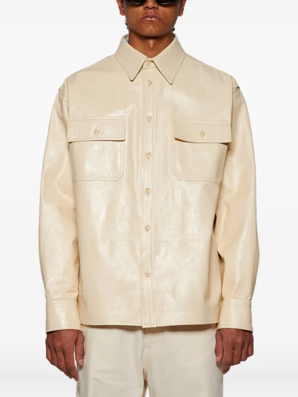 marni dress shirt Deep blue tropical wool shirt with contrast back