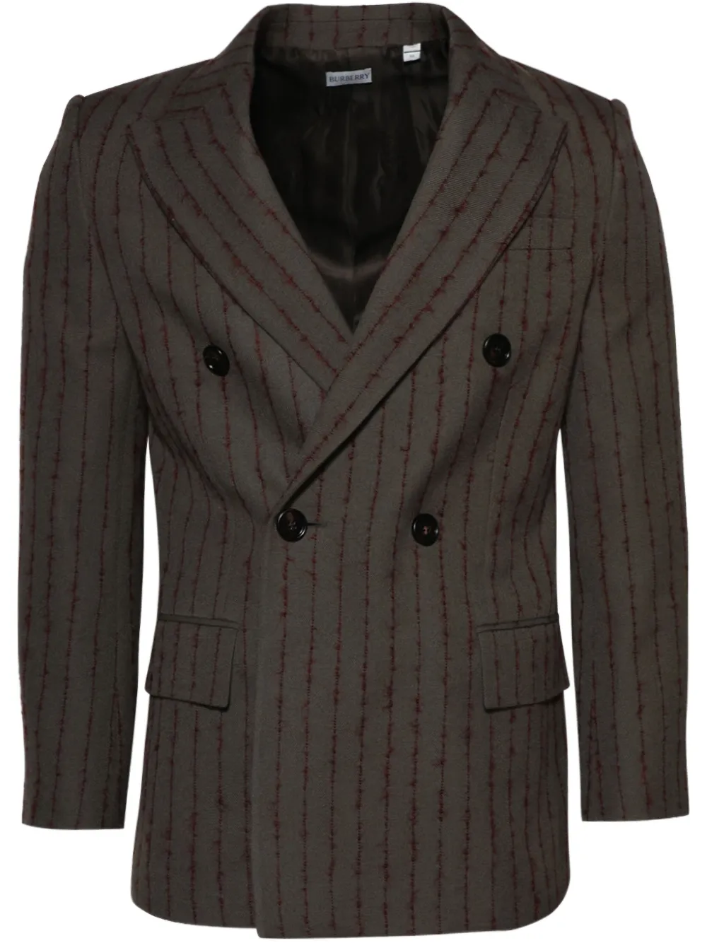 Burberry Men Striped Wool Tailored Blazer In 褐色