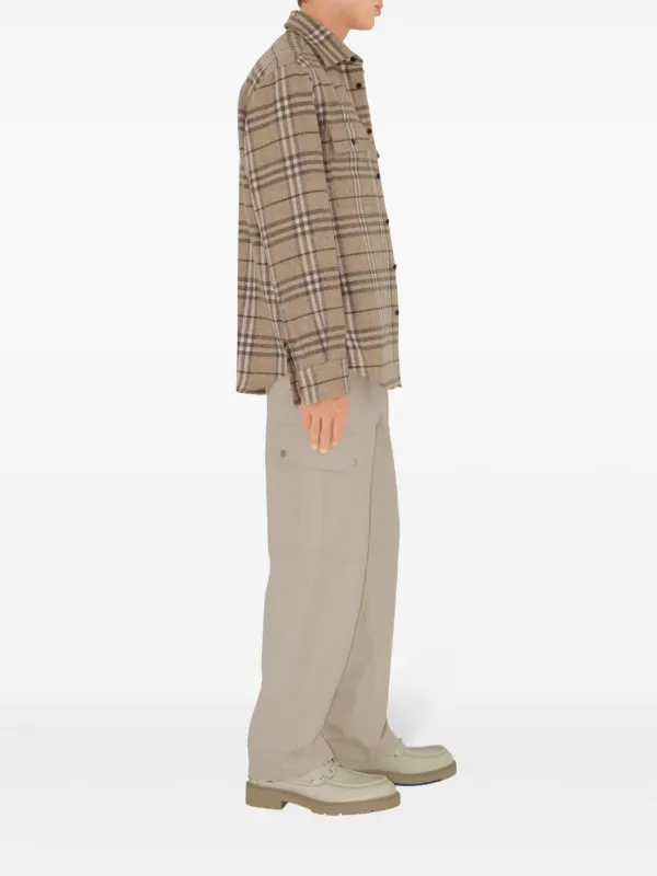 タイムセール　Burberry チェックシャツ Check Cotton Shirt in Sand | Burberry® Official