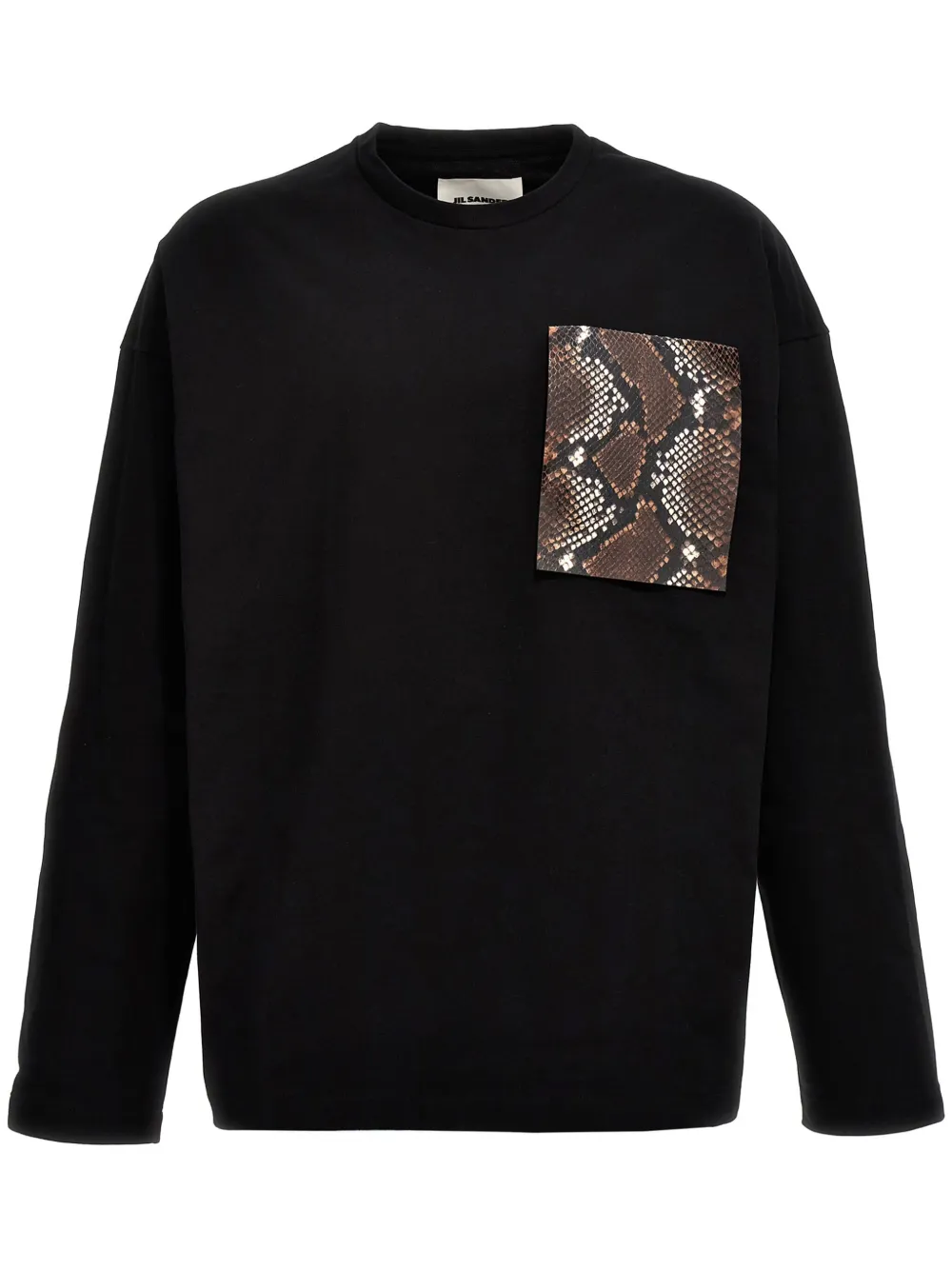 Jil Sander T-shirt met python-zak Zwart