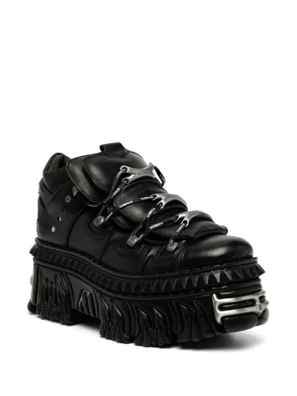 VETEMENTS x New Rock Leather Sneakers | Black | FARFETCH ZA