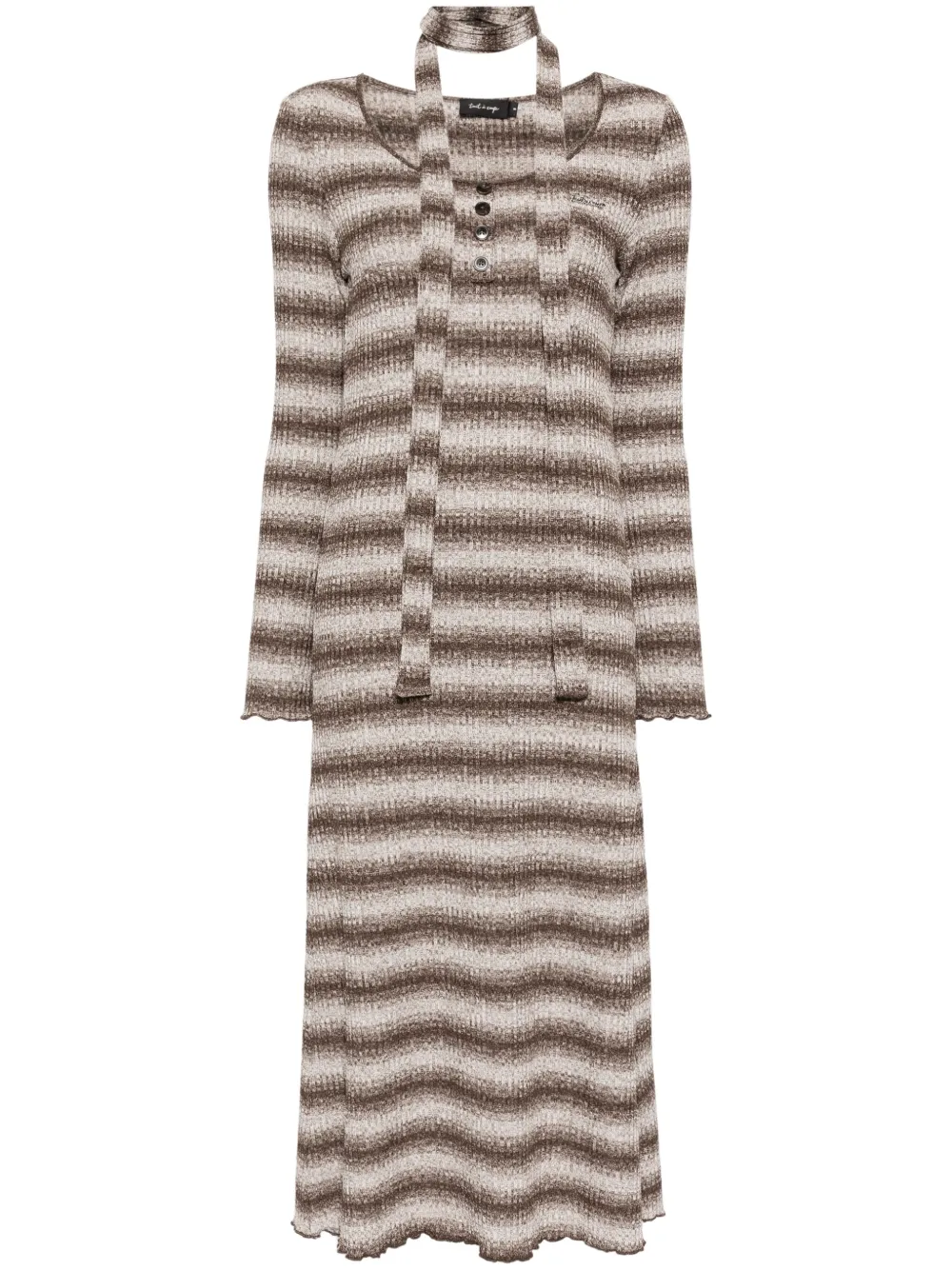 Tout A Coup Striped Dress In Brown