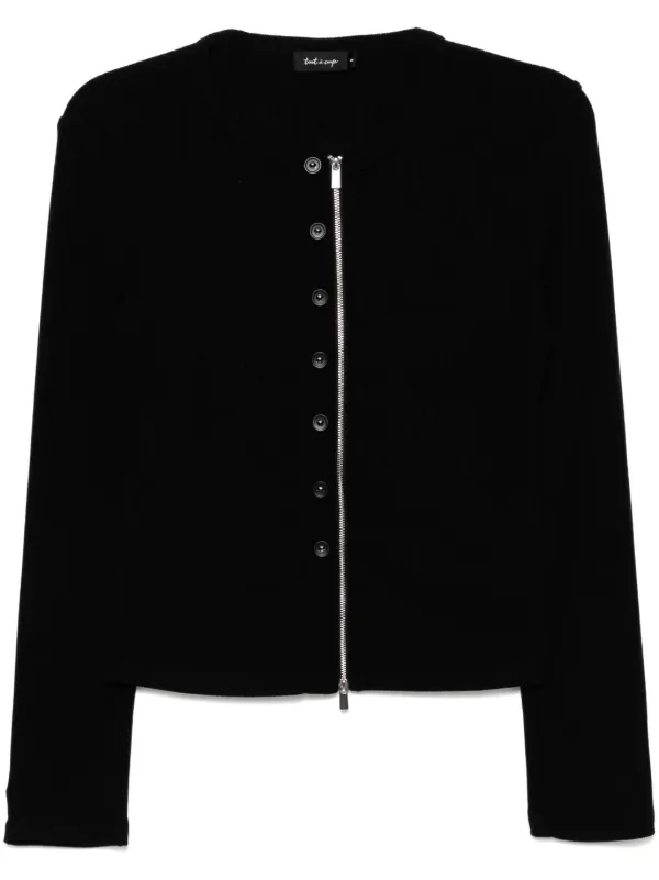tout a coup カーディガン Tout a Coup Textured zip-up Cardigan | Blue | FARFETCH AO