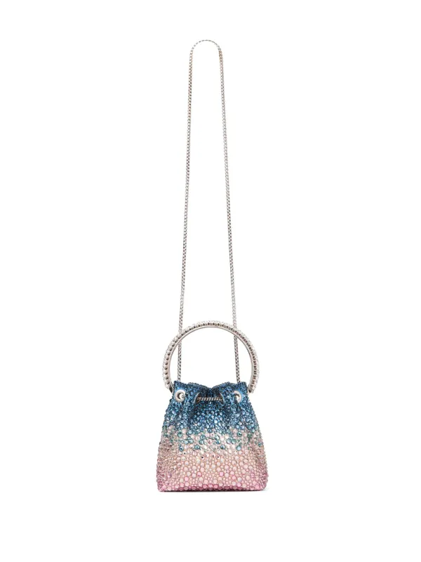 ◆正規品・新品◆Jimmy Choo(ジミーチュウ)'bon Bon' Bucket Bag Bon Bon | Black Satin Bucket Bag with Metal Flowers | JIMMY CHOO
