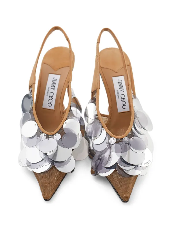 Jimmy Choo 95mm Isa Embellished Pumps | Brown | FARFETCH