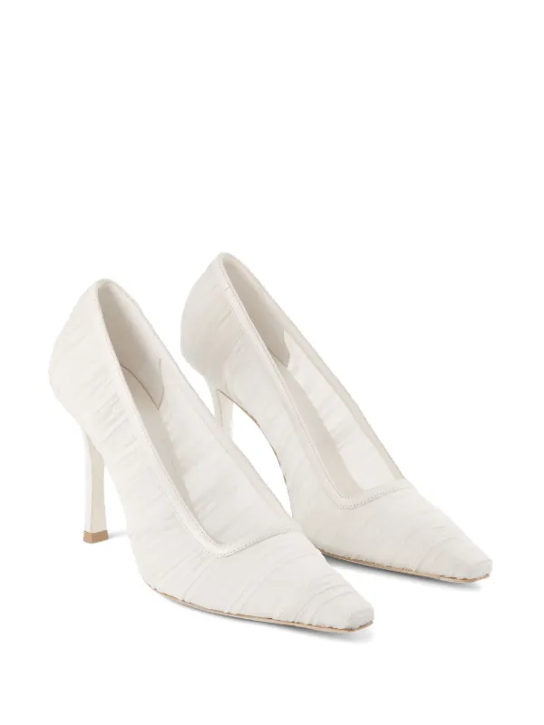 【送料&関税込】Jimmy Choo Heeled Shoes Lotta Lotta 100 | Ivory Tulle and Nappa Pumps | JIMMY CHOO