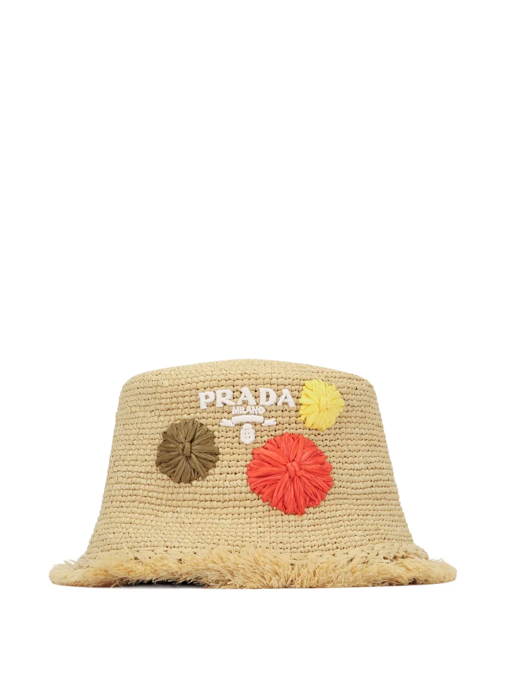 Prada floral-detail fringed hat - Toni neutri