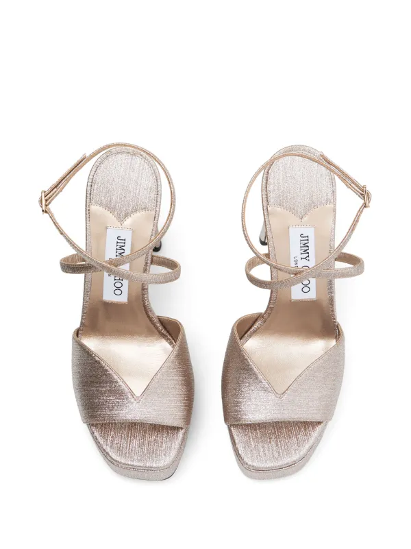 【完売必至】Jimmy Choo Karli 125 グリッターサンダル Karli/PF 125| Ivory Satin Crystal Platform Sandals | JIMMY CHOO