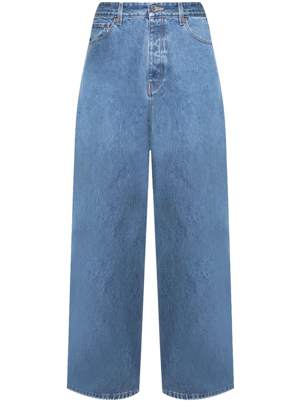 logo-stitch wide-leg jeans