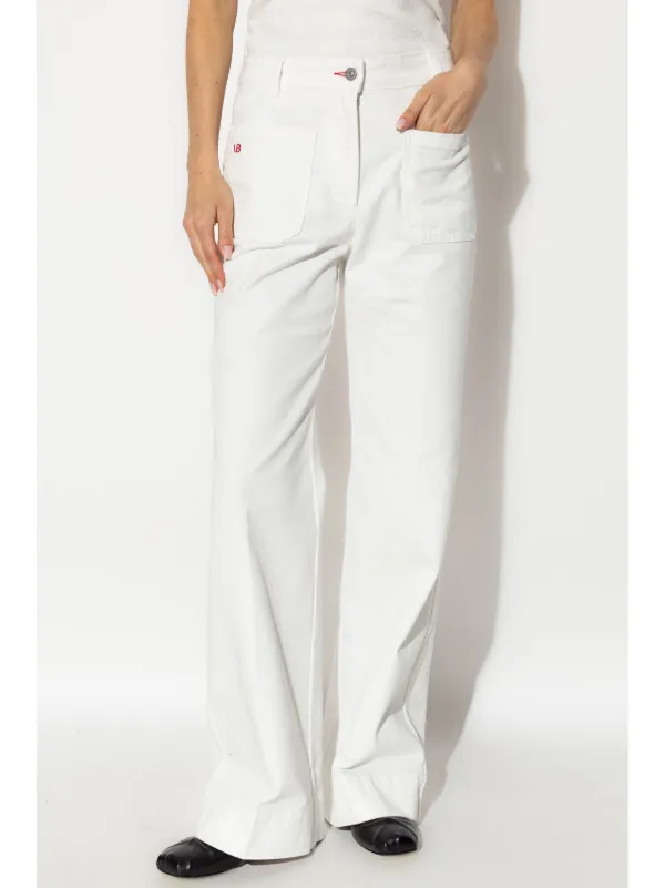 パンツ VICTORIA BECKHAM Women Straight Pants 1125DJE005218N 8845 WH VICTORIA BECKHAM Satin-jacquard straight-leg pants | NET-A