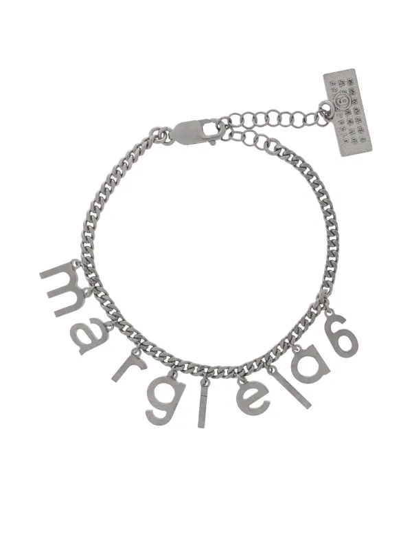 MM6 Maison Margiela Silver Logo Cuff Bracelet MM6 Maison