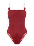 Oséree Lumière Rose appliqué swimsuit - Red