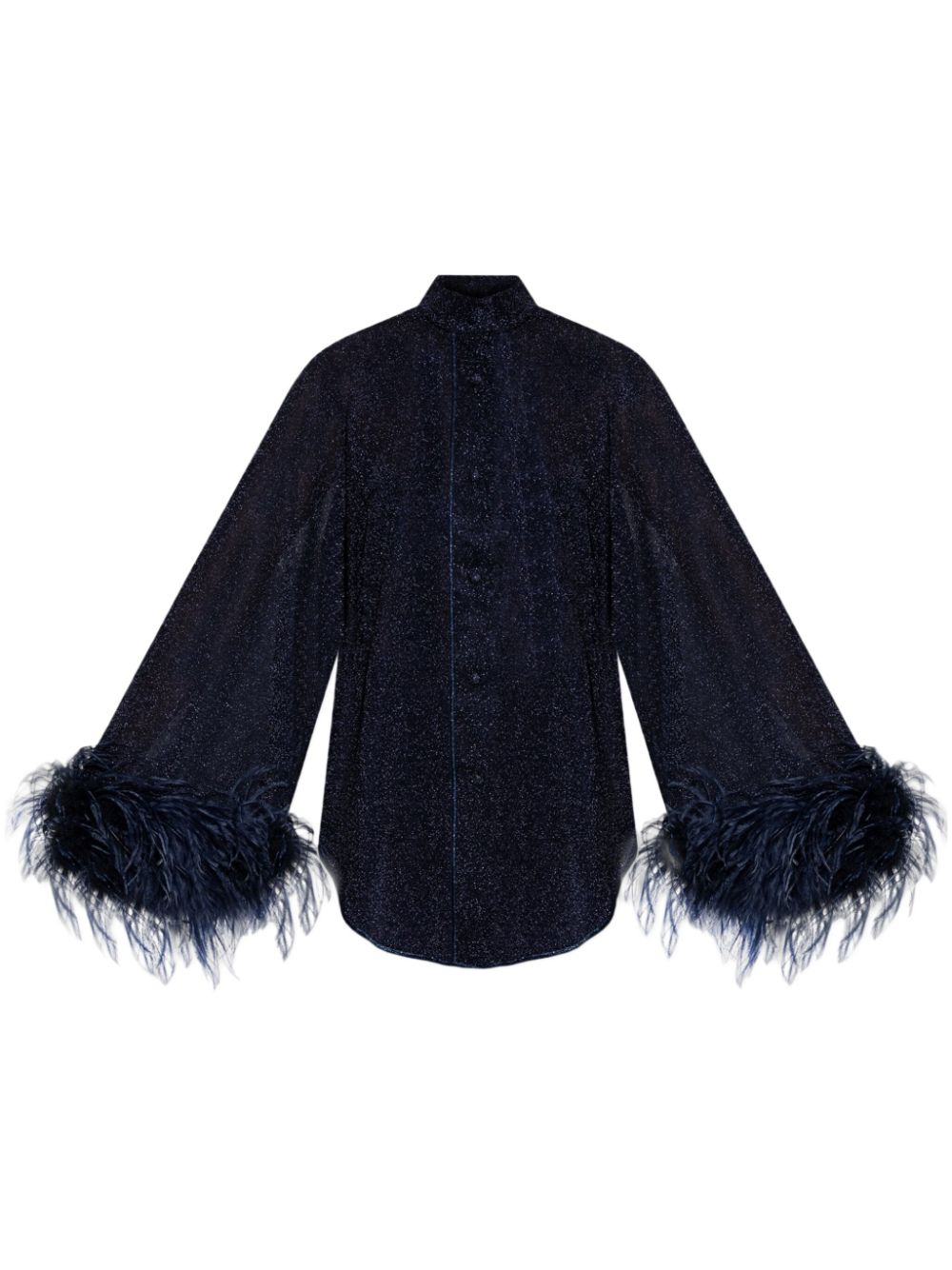 Oséree feather-embellished blouse Blauw