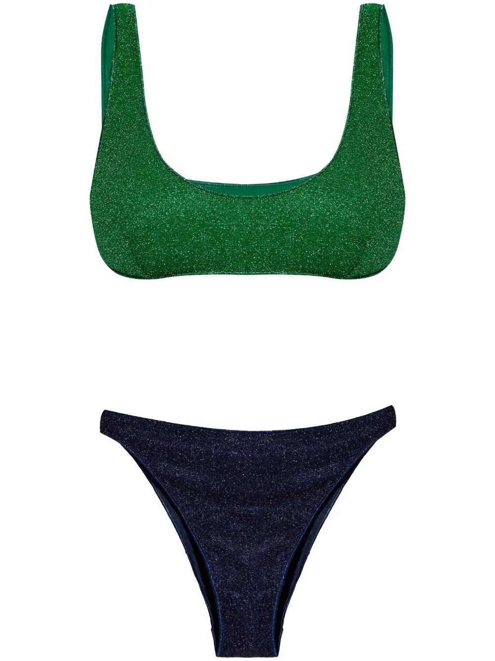 Oseree Oséree Lumiere Glittered Bikini Set In Green