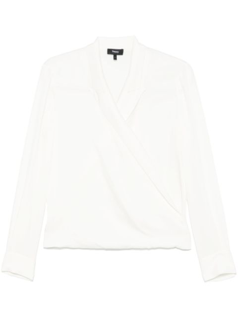 Theory peak-lapels wrap blouse