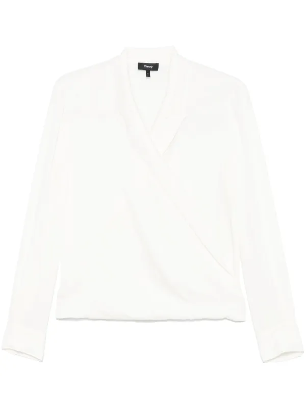 Theory Peak-lapels Wrap Blouse in White