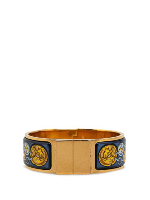 Hermes 20th Century Wide Enamel Locquet Cheval Et Harnais Hinge costume bracelet Women