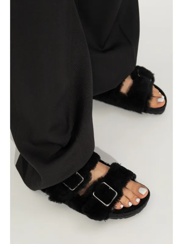 Birkenstock Arizona 1774 Shearling Slides | Black | FARFETCH